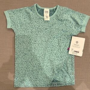 Athleta Kids Teal Patterned Tee